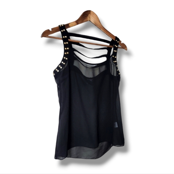 Charlotte Russe Semi-Sheer Caged Tank Top w/Studs | XS - Picture 2 of 8